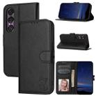 For Sony Xperia 1 VII Embossed Happy Cat Pattern Flip Leather Phone Case(Black) - 1