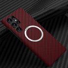 For Samsung Galaxy S25 Ultra 5G Carbon Fiber Texture MagSafe Magnetic Phone Case(Red) - 1
