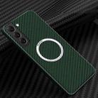 For Samsung Galaxy S25+ 5G Carbon Fiber Texture MagSafe Magnetic Phone Case(Green) - 1