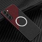 For Samsung Galaxy S25 5G Carbon Fiber Texture MagSafe Magnetic Phone Case(Black Red) - 1
