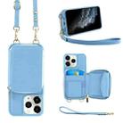 For iPhone 11 Pro Multifunctional Zipper Wallet RFID Phone Leather Case(Sky Blue) - 1