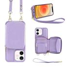 For iPhone 12 Multifunctional Zipper Wallet RFID Phone Leather Case(Purple) - 1