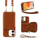 For iPhone 12 Multifunctional Zipper Wallet RFID Phone Leather Case(Brown) - 1