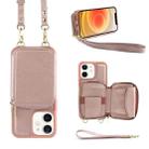 For iPhone 12 Multifunctional Zipper Wallet RFID Phone Leather Case(Rose Gold) - 1