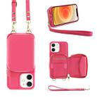 For iPhone 12 Multifunctional Zipper Wallet RFID Phone Leather Case(Rose Red) - 1