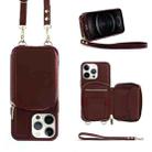 For iPhone 12 Pro Multifunctional Zipper Wallet RFID Phone Leather Case(Wine Red) - 1