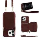 For iPhone 12 Pro Max Multifunctional Zipper Wallet RFID Phone Leather Case(Wine Red) - 1