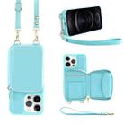 For iPhone 12 Pro Max Multifunctional Zipper Wallet RFID Phone Leather Case(Mint Green) - 1