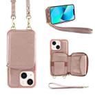 For iPhone 13 Multifunctional Zipper Wallet RFID Phone Leather Case(Rose Gold) - 1