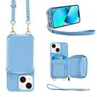 For iPhone 13 Multifunctional Zipper Wallet RFID Phone Leather Case(Sky Blue) - 1