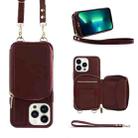For iPhone 13 Pro Multifunctional Zipper Wallet RFID Phone Leather Case(Wine Red) - 1