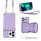 For iPhone 13 Pro Multifunctional Zipper Wallet RFID Phone Leather Case(Purple) - 1