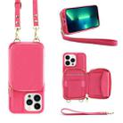 For iPhone 13 Pro Multifunctional Zipper Wallet RFID Phone Leather Case(Rose Red) - 1