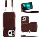 For iPhone 13 Pro Max Multifunctional Zipper Wallet RFID Phone Leather Case(Wine Red) - 1