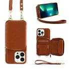 For iPhone 13 Pro Max Multifunctional Zipper Wallet RFID Phone Leather Case(Brown) - 1