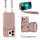 For iPhone 13 Pro Max Multifunctional Zipper Wallet RFID Phone Leather Case(Rose Gold) - 1