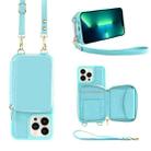 For iPhone 13 Pro Max Multifunctional Zipper Wallet RFID Phone Leather Case(Mint Green) - 1