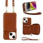 For iPhone 14 Multifunctional Zipper Wallet RFID Phone Leather Case(Brown) - 1