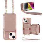 For iPhone 14 Multifunctional Zipper Wallet RFID Phone Leather Case(Rose Gold) - 1