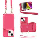 For iPhone 14 Multifunctional Zipper Wallet RFID Phone Leather Case(Rose Red) - 1