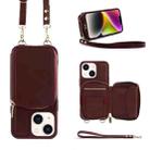 For iPhone 14 Plus Multifunctional Zipper Wallet RFID Phone Leather Case(Wine Red) - 1