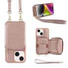 For iPhone 14 Plus Multifunctional Zipper Wallet RFID Phone Leather Case(Rose Gold) - 1
