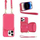 For iPhone 14 Pro Multifunctional Zipper Wallet RFID Phone Leather Case(Rose Red) - 1