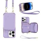 For iPhone 14 Pro Max Multifunctional Zipper Wallet RFID Phone Leather Case(Purple) - 1