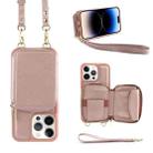 For iPhone 14 Pro Max Multifunctional Zipper Wallet RFID Phone Leather Case(Rose Gold) - 1