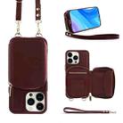 For iPhone 15 Pro Multifunctional Zipper Wallet RFID Phone Leather Case(Wine Red) - 1