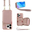 For iPhone 15 Pro Multifunctional Zipper Wallet RFID Phone Leather Case(Rose Gold) - 1