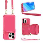 For iPhone 15 Pro Multifunctional Zipper Wallet RFID Phone Leather Case(Rose Red) - 1