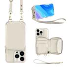 For iPhone 15 Pro Max Multifunctional Zipper Wallet RFID Phone Leather Case(White) - 1