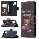 For Samsung Galaxy A21s Colored Drawing Pattern Horizontal Flip Leather Case with Holder & Card Slots & Wallet(Bear) - 1