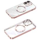 For iPhone 11 MagSafe CD Texture Metal Lens Frame Full Coverage Phone Case(Pink) - 1