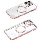 For iPhone 11 Pro Max MagSafe CD Texture Metal Lens Frame Full Coverage Phone Case(Pink) - 1