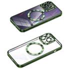 For iPhone 11 Pro Max MagSafe CD Texture Metal Lens Frame Full Coverage Phone Case(Green) - 1