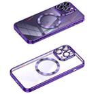 For iPhone 11 Pro Max MagSafe CD Texture Metal Lens Frame Full Coverage Phone Case(Purple) - 1