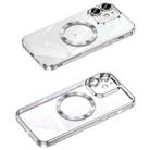 For iPhone 12 MagSafe CD Texture Metal Lens Frame Full Coverage Phone Case(Silver) - 1