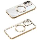 For iPhone 12 MagSafe CD Texture Metal Lens Frame Full Coverage Phone Case(Gold) - 1