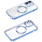 For iPhone 12 MagSafe CD Texture Metal Lens Frame Full Coverage Phone Case(Blue) - 1