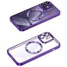 For iPhone 12 MagSafe CD Texture Metal Lens Frame Full Coverage Phone Case(Purple) - 1