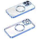 For iPhone 12 Pro MagSafe CD Texture Metal Lens Frame Full Coverage Phone Case(Blue) - 1