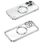 For iPhone 12 Pro Max MagSafe CD Texture Metal Lens Frame Full Coverage Phone Case(Silver) - 1