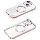 For iPhone 14 Plus MagSafe CD Texture Metal Lens Frame Full Coverage Phone Case(Pink) - 1