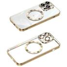 For iPhone 14 Pro MagSafe CD Texture Metal Lens Frame Full Coverage Phone Case(Gold) - 1