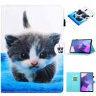 For Lenovo Tab P12 2023 / TB370FU Coloured Drawing Stitching Smart Leather Tablet Case(Blue White Cat) - 1