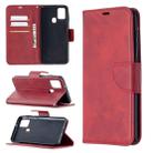 For Samsung Galaxy A21s Retro Lambskin Texture Pure Color Horizontal Flip PU Leather Case with Holder & Card Slots & Wallet & Lanyard(Red) - 1