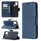 For Samsung Galaxy A21s Retro Lambskin Texture Pure Color Horizontal Flip PU Leather Case with Holder & Card Slots & Wallet & Lanyard(Blue) - 1