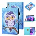 For Lenovo Tab P12 2023 / TB370FU Coloured Drawing Stitching Smart Leather Tablet Case(Blue Owl) - 1